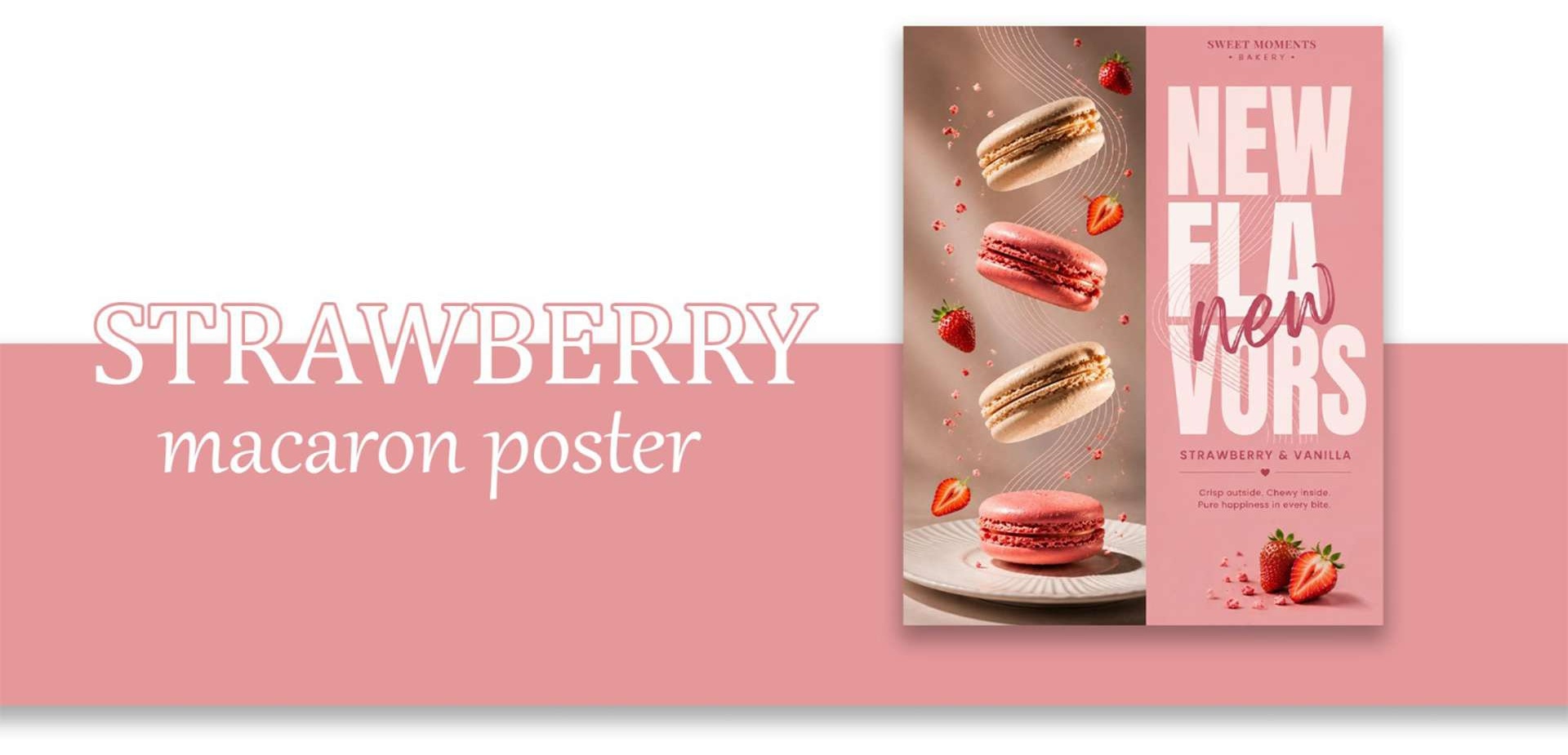 Sweet Moments strawberry macaron poster