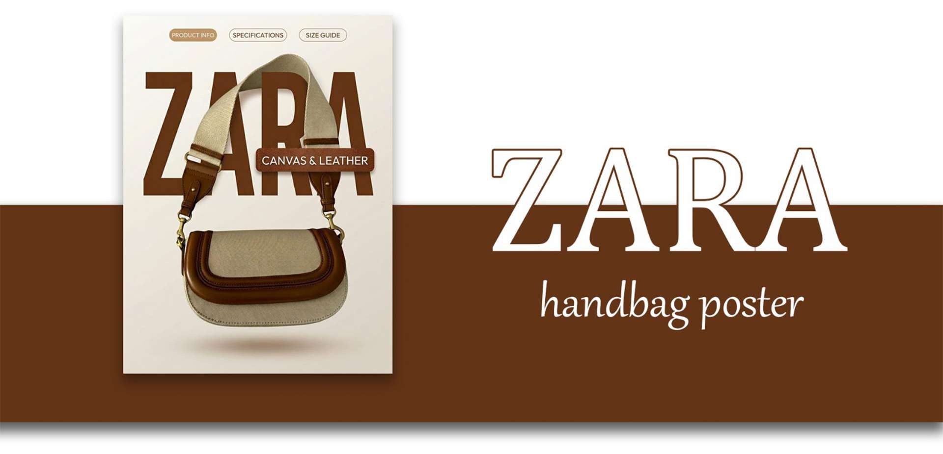ZARA canvas & leather handbag poster